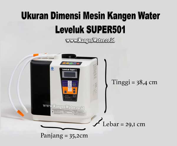 ukuran dimensi mesin kangen water leveluk super501